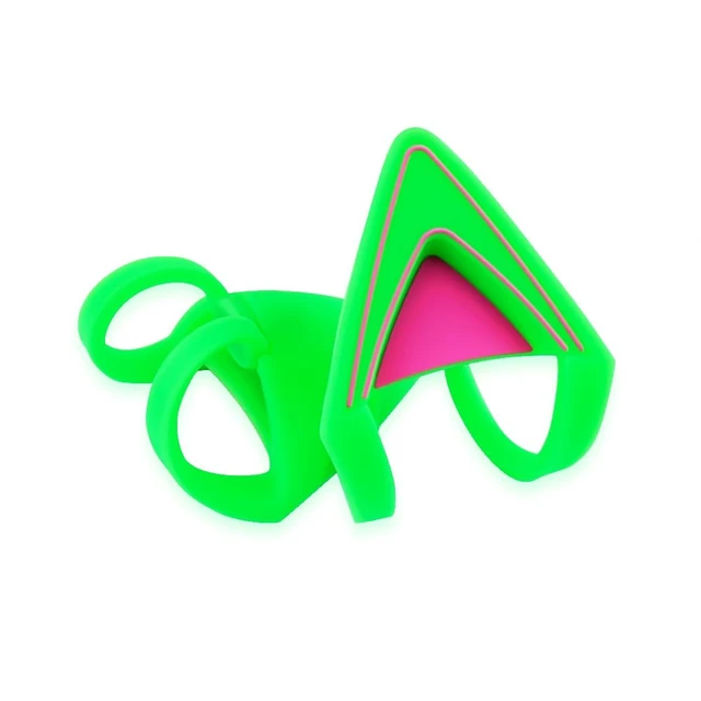 Alt view image 2 of 5 - Glow in Dark Silicone Cat Kitty Ears Lovely Fluorescent Cat Ears Compatible for Bose/Razer/HyperX/Corsair/SteelSeries Arctis/Edifier Gaming Headphones (Green)