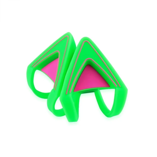 Alt view image 3 of 5 - Glow in Dark Silicone Cat Kitty Ears Lovely Fluorescent Cat Ears Compatible for Bose/Razer/HyperX/Corsair/SteelSeries Arctis/Edifier Gaming Headphones (Green)