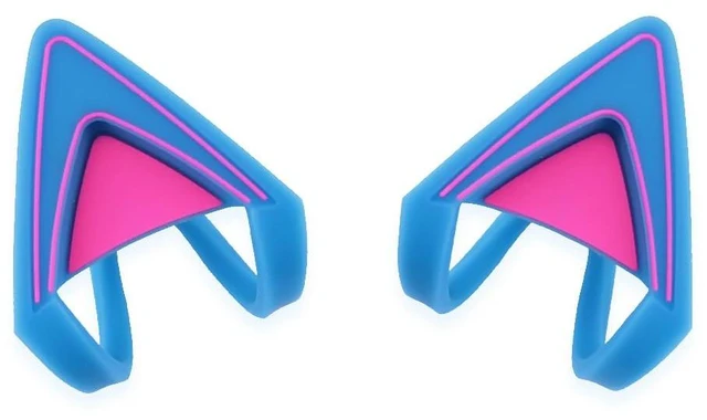 Main image of Glow in Dark Silicone Cat Kitty Ears Lovely Fluorescent Cat Ears Compatible for Bose/Razer/HyperX/Corsair/SteelSeries Arctis/Edifier Gaming Headphones (Blue)