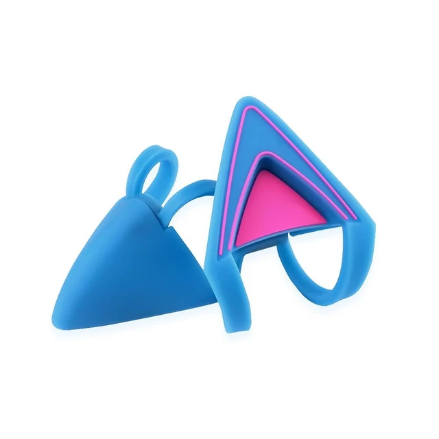 Alt view image 2 of 5 - Glow in Dark Silicone Cat Kitty Ears Lovely Fluorescent Cat Ears Compatible for Bose/Razer/HyperX/Corsair/SteelSeries Arctis/Edifier Gaming Headphones (Blue)