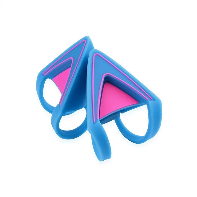 Alt view image 3 of 5 - Glow in Dark Silicone Cat Kitty Ears Lovely Fluorescent Cat Ears Compatible for Bose/Razer/HyperX/Corsair/SteelSeries Arctis/Edifier Gaming Headphones (Blue)