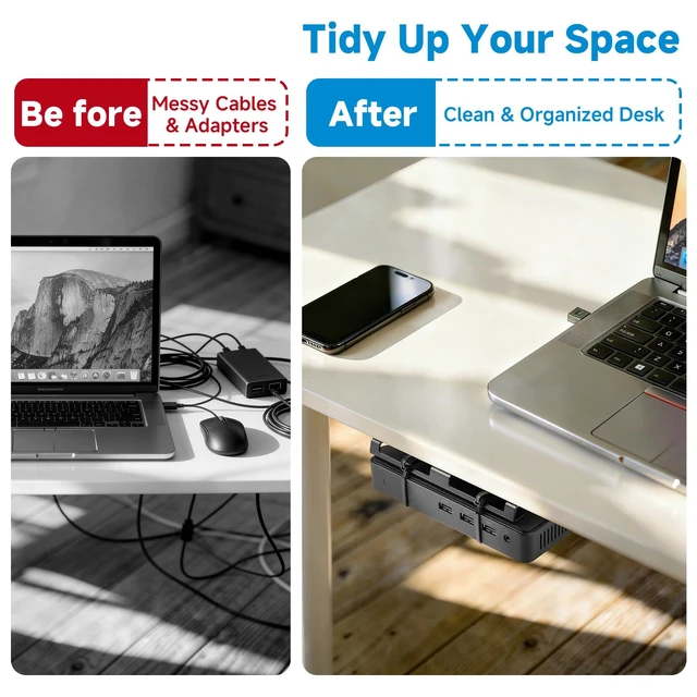 Alt view image 3 of 7 - Universal Metal Laptop Charger Holder, Under Desk & Vesa Mount Adjustable Power Brick Bracket, Under Desk Mount Organizer for Docking Stations & USB-C Hubs, Secure Supply Holder, Black