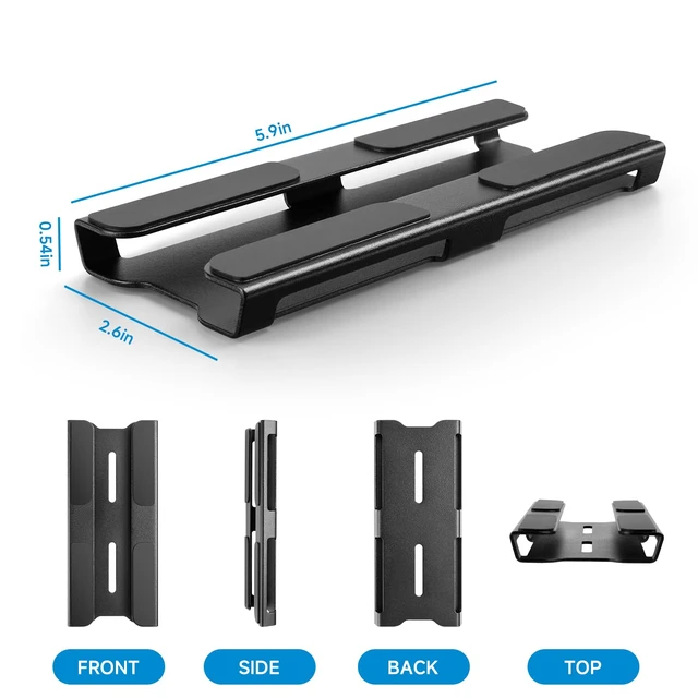 Alt view image 6 of 7 - Universal Metal Laptop Charger Holder, Under Desk & Vesa Mount Adjustable Power Brick Bracket, Under Desk Mount Organizer for Docking Stations & USB-C Hubs, Secure Supply Holder, Black