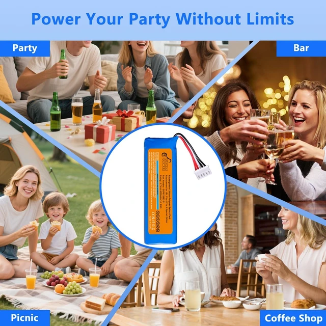 Alt view image 7 of 7 - 4000mAh Battery for JBL Flip 4, Flip 4 Special Edition, JBL GSP872693 01
