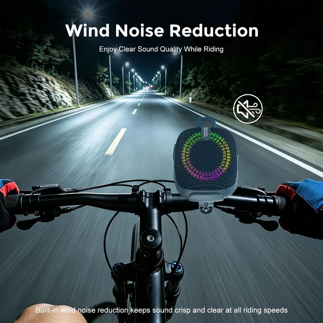 Alt view image 2 of 7 - Portable Bike Bluetooth Speaker with Handlebar Mount IPX67 Blue 8W stereo, dual EQ, BT 6.0, TWS, 8 RGB lights, built-in mic, TF card, 6H playtime for cycling shower scooter camping outdoor