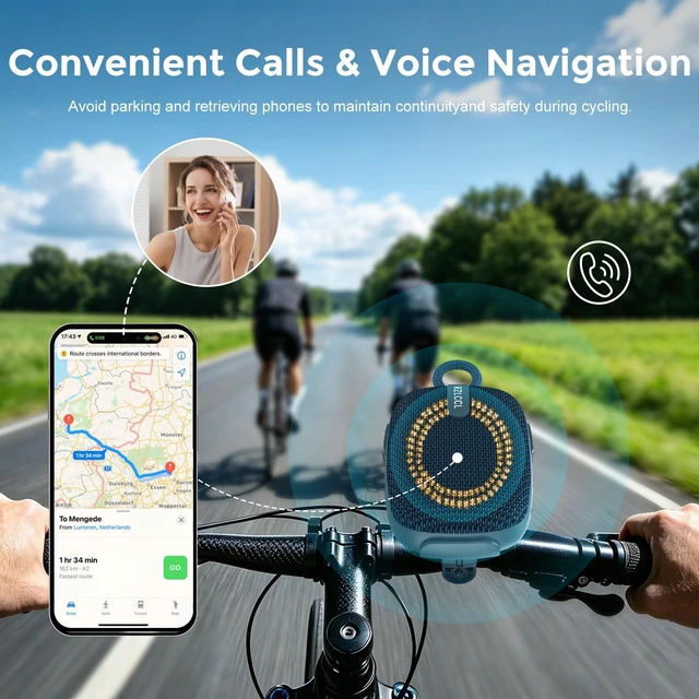 Alt view image 3 of 7 - Portable Bike Bluetooth Speaker with Handlebar Mount IPX67 Blue 8W stereo, dual EQ, BT 6.0, TWS, 8 RGB lights, built-in mic, TF card, 6H playtime for cycling shower scooter camping outdoor