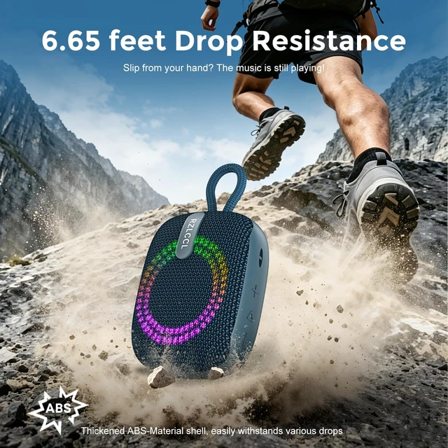 Alt view image 6 of 7 - Portable Bike Bluetooth Speaker with Handlebar Mount IPX67 Blue 8W stereo, dual EQ, BT 6.0, TWS, 8 RGB lights, built-in mic, TF card, 6H playtime for cycling shower scooter camping outdoor