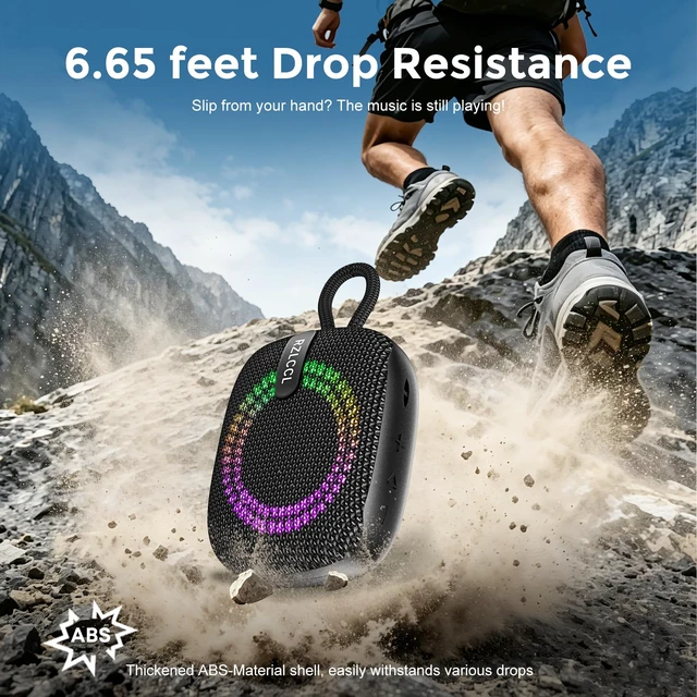 Alt view image 6 of 7 - Portable Bike Bluetooth Speaker with Handlebar Mount IPX67 Black 8W stereo, dual EQ, BT 6.0, TWS, 8 RGB lights, built-in mic, TF card, 6H playtime for cycling shower scooter camping outdoor