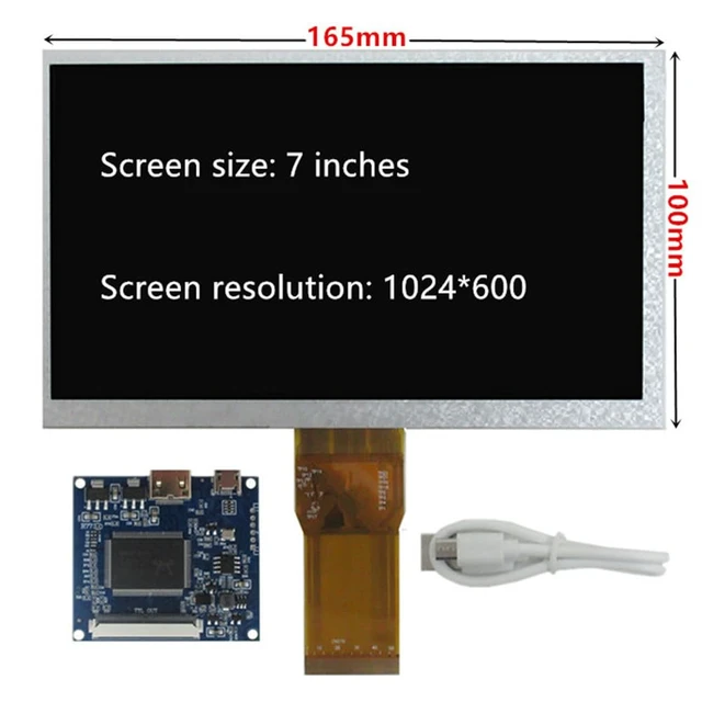 Alt view image 2 of 7 - 7 Inch 1024x600 Portable DIY LCD Display Screen with Mini-HDMI Driver Board Secondary Monitor for PC, Raspberry/Orange Pi, Gaming Consoles, Microscopes & More