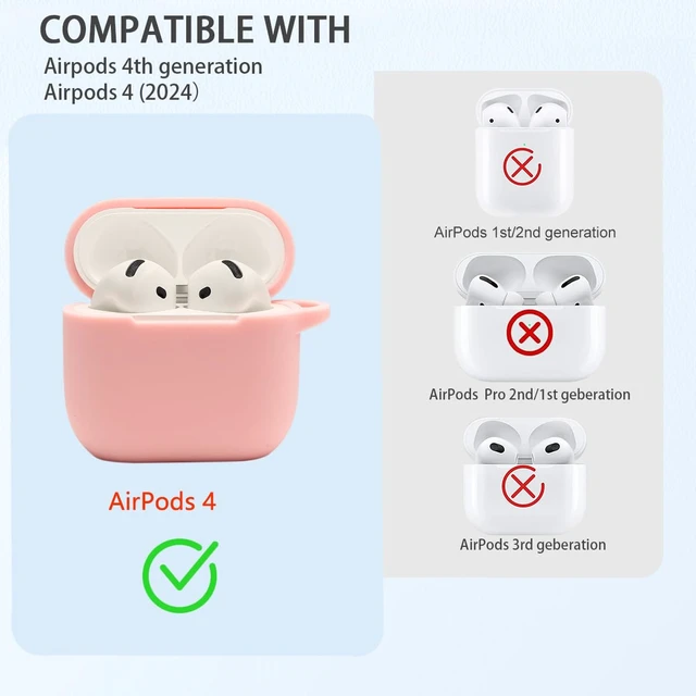 Alt view image 4 of 7 - for AirPods 4, 5 Case,Compatible with AirPods 4th 5th Generation Case (2024,2026), Soft Silicone Wireless Charging Protective Case Cover with Bracelet Keychain for Men and Women (Pink)