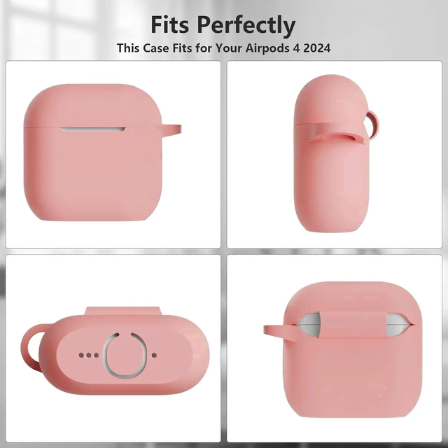 Alt view image 5 of 7 - for AirPods 4, 5 Case,Compatible with AirPods 4th 5th Generation Case (2024,2026), Soft Silicone Wireless Charging Protective Case Cover with Bracelet Keychain for Men and Women (Pink)