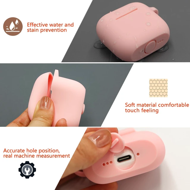 Alt view image 6 of 7 - for AirPods 4, 5 Case,Compatible with AirPods 4th 5th Generation Case (2024,2026), Soft Silicone Wireless Charging Protective Case Cover with Bracelet Keychain for Men and Women (Pink)