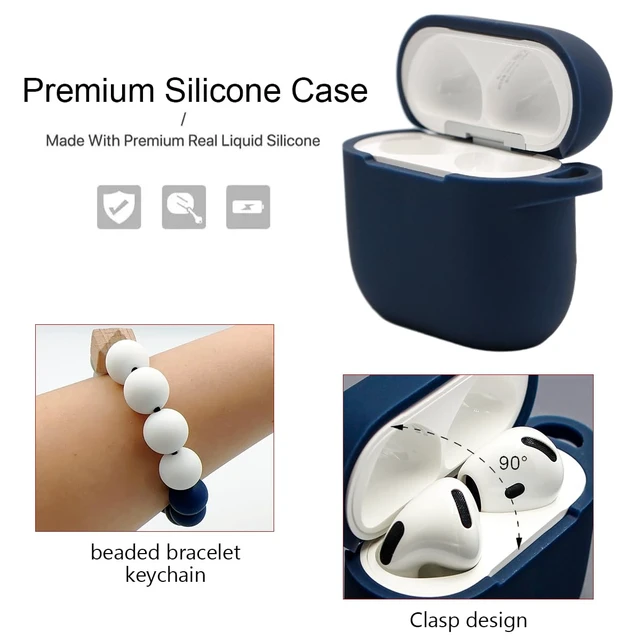 Alt view image 3 of 7 - for AirPods 4, 5 Case,Compatible with AirPods 4th 5th Generation Case (2024,2026), Soft Silicone Wireless Charging Protective Case Cover with Bracelet Keychain (Midnight Blue)