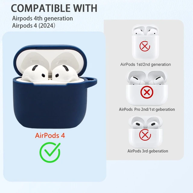 Alt view image 4 of 7 - for AirPods 4, 5 Case,Compatible with AirPods 4th 5th Generation Case (2024,2026), Soft Silicone Wireless Charging Protective Case Cover with Bracelet Keychain (Midnight Blue)