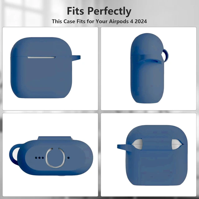Alt view image 5 of 7 - for AirPods 4, 5 Case,Compatible with AirPods 4th 5th Generation Case (2024,2026), Soft Silicone Wireless Charging Protective Case Cover with Bracelet Keychain (Midnight Blue)
