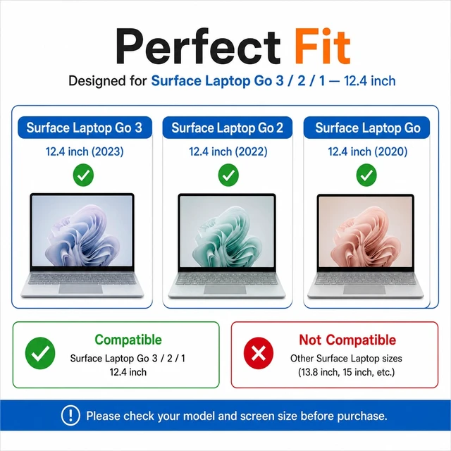 Alt view image 2 of 7 - Glass Screen Protector for Surface Laptop Go 3/ Laptop Go 2/1 12.4" Scratch Resistant / Easy Installation / ArmorShield 9H Hardness / Ultra Clear Tempered Glass