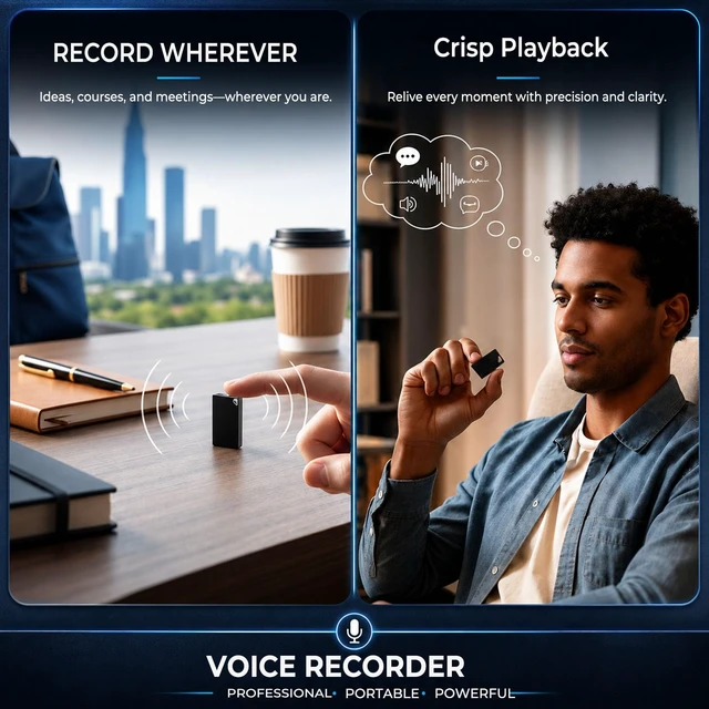 Alt view image 6 of 7 - Voice Recorder with Playback,Audio Recorder,Tape Recorder,Recorder 64GB Memory, USB Charging, Voice Recorder Meetings, Lectures (1*0.8*0.2)