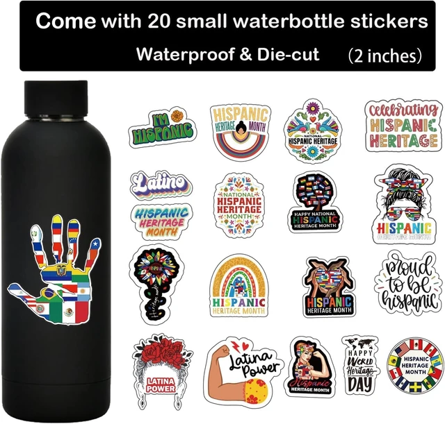 Alt view image 4 of 7 - 60 Pcs Bilingual Hispanic Heritage Month Sticker Set Spanish & English Diecut Vinyl Decals for Classroom Bulletin Boards, Laptops, Water Bottles, Phones