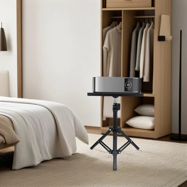 Alt view image 2 of 7 - Projector Stand Adjustable Tripod with Anti-Slip Tray Portable Laptop Floor and Tabletop Stand for Office Home Height 11.81-21.65In