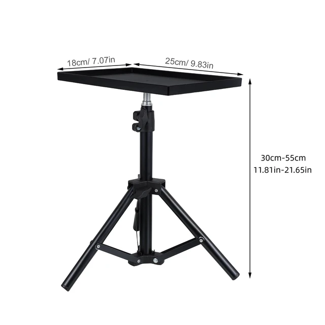 Alt view image 3 of 7 - Projector Stand Adjustable Tripod with Anti-Slip Tray Portable Laptop Floor and Tabletop Stand for Office Home Height 11.81-21.65In