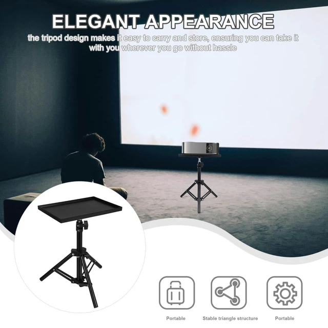 Alt view image 4 of 7 - Projector Stand Adjustable Tripod with Anti-Slip Tray Portable Laptop Floor and Tabletop Stand for Office Home Height 11.81-21.65In