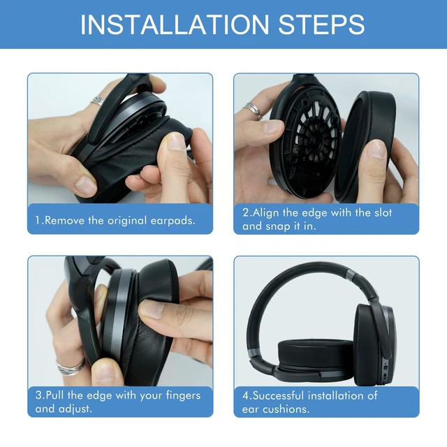 Alt view image 6 of 7 - Earpads for Sennheiser HD4.50BT/ HD4.50BTNC/ HD4.50SE, Cooling Black Also for HD450BT/ HD450/ HD4.40BT Headphones, Ear Pads Replacement for Sennheiser HD4.30G/ HD4.20S/ HD458BT/ HD400S/ HD350BT