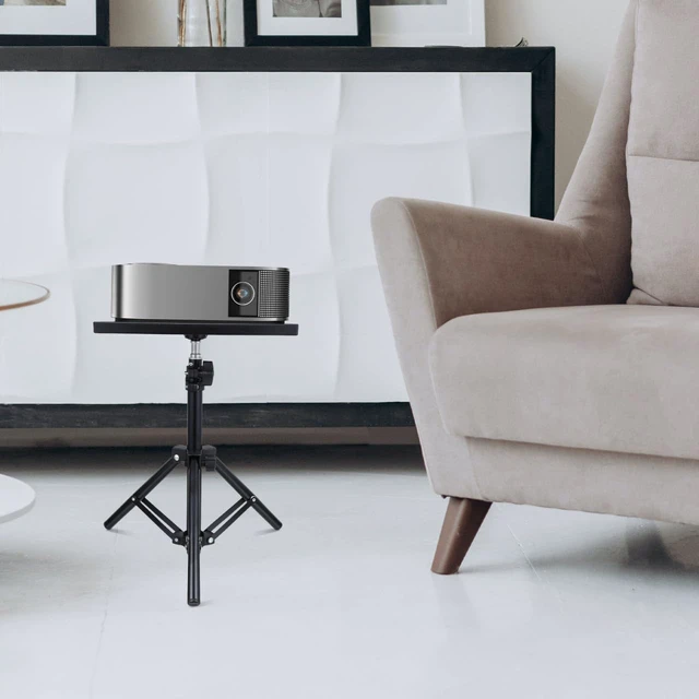 Alt view image 6 of 7 - Projector Stand Adjustable Tripod with Anti-Slip Tray Portable Laptop Floor and Tabletop Stand for Office Home Height 11.81-21.65In