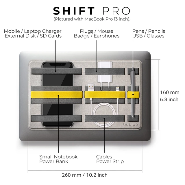 Alt view image 2 of 7 - Shift PRO Adhesive Portable Tech Organizer for laptops, notebooks. Backpack Insert Computer Accessories, Office, Home & School, Working from Home Solution Reusable