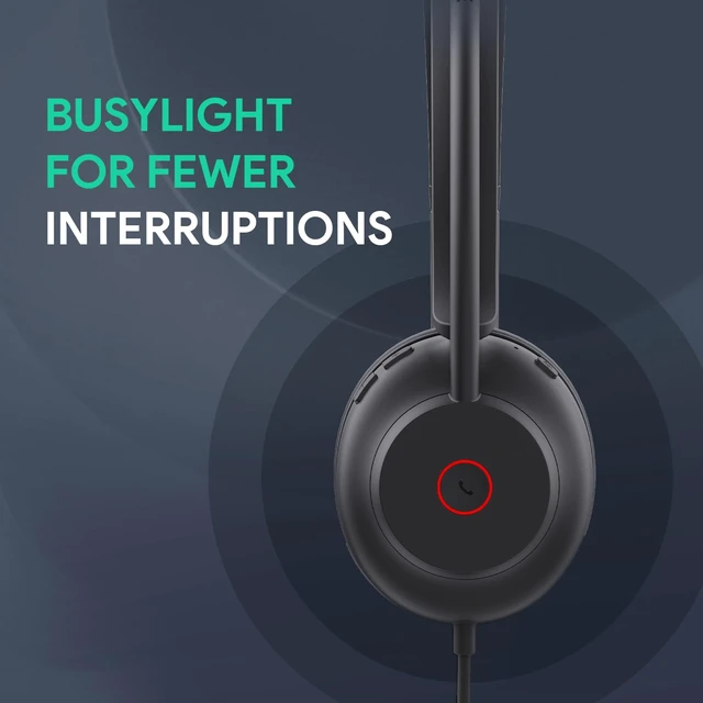 Alt view image 5 of 7 - UH35 USB Wired Headset, Noise Cancelling Mic,Call & Music Control, Teams/Zoom Certified,Professional Stereo Headphons, Lightweight Design, Busylight, PC/Laptop/IP Phone, Office, Home,On-ear
