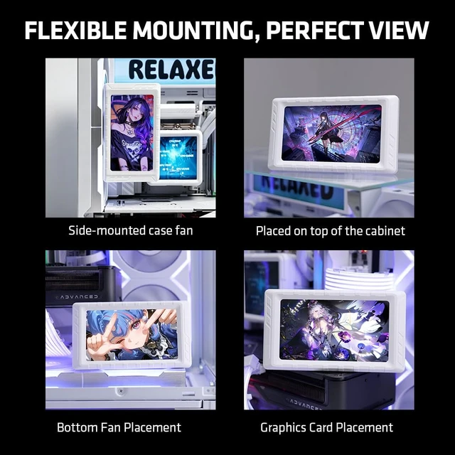 Alt view image 3 of 6 - Comet 4.95" PC Secondary Display IPS Monitor White Customizable Display, Real-Time System Monitoring, USB-C Connection, Easy Software Setup, Desktop & PC Case Mounting