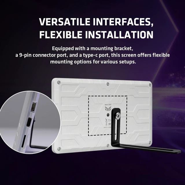 Alt view image 4 of 6 - Comet 4.95" PC Secondary Display IPS Monitor White Customizable Display, Real-Time System Monitoring, USB-C Connection, Easy Software Setup, Desktop & PC Case Mounting