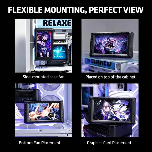 Alt view image 3 of 6 - Comet 4.95" PC Secondary Display IPS Monitor Black Customizable Display, Real-Time System Monitoring, USB-C Connection, Easy Software Setup, Desktop & PC Case Mounting