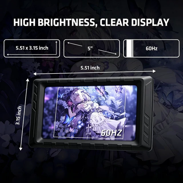 Alt view image 2 of 6 - Comet 4.95" PC Secondary Display IPS Monitor Black Customizable Display, Real-Time System Monitoring, USB-C Connection, Easy Software Setup, Desktop & PC Case Mounting