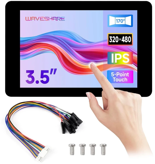 Main image of 3.5inch Capacitive Touch Display, Compatible with Raspberry Pi 5/4B/3B, Pi Pico, IPS Panel, 320×480, 5-Point Touch, Immersion Gold Process, Toughened Glass Panel