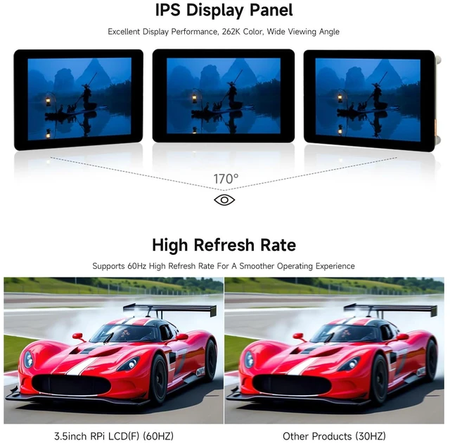 Alt view image 5 of 7 - 3.5inch Capacitive Touch Display, Compatible with Raspberry Pi 5/4B/3B, Pi Pico, IPS Panel, 320×480, 5-Point Touch, Immersion Gold Process, Toughened Glass Panel