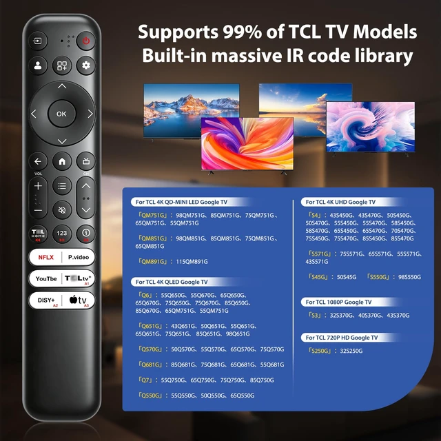 Alt view image 6 of 7 - 2-Pack Universal Replacement Remote for TCL TV, 4-in-1 TV Remote One remote for multiple compatible TCL TV systems, including with Google TV, Fire TV,and Roku TV. Easy system switching