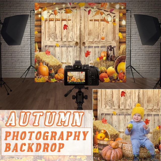 Alt view image 3 of 7 - 7 x 8 ft Fall Garage Door Banner Thanksgiving Barn Decor Harvest Pumpkin, Hanging Backdrop Cover, with Grommets, Rope, Autumn Holiday Party Decor, Photo Studio Prop, for Wall, House