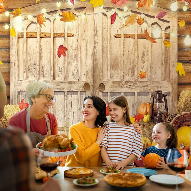 Alt view image 7 of 7 - 7 x 8 ft Fall Garage Door Banner Thanksgiving Barn Decor Harvest Pumpkin, Hanging Backdrop Cover, with Grommets, Rope, Autumn Holiday Party Decor, Photo Studio Prop, for Wall, House