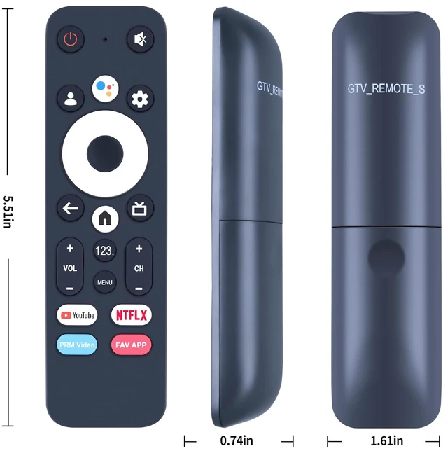 Alt view image 2 of 4 - GTV-Remote-S Voice Replacement for Element Google TV Streaming Media Player Compatible Models: E300AD32G E650AE55G E650AE65G EMQ600AE100G E450AD43G E450AD50G E450AD55G E450AD70G, Easy Pairing