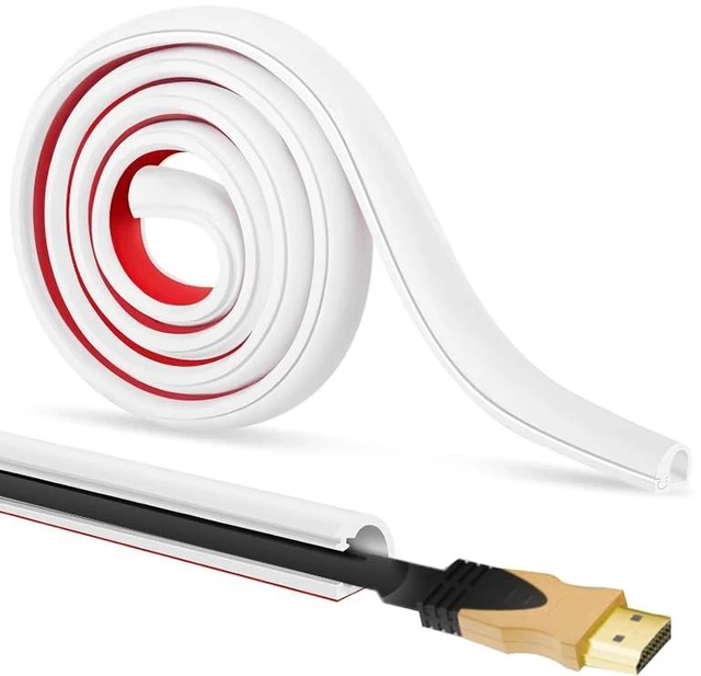 Main image of Side Open One Cord Cable Raceway Wire Cover for Cords, Our Cable Track is Best Suited for one Wire (Diameter <0.27"),Wire Raceway Management Cable Concealer Channel (White, 196in)