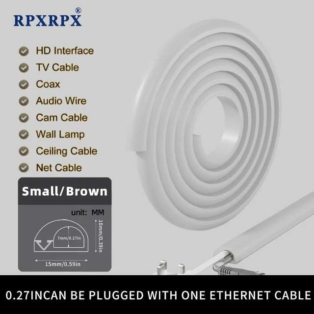 Alt view image 4 of 7 - Side Open One Cord Cable Raceway Wire Cover for Cords, Our Cable Track is Best Suited for one Wire (Diameter <0.27"),Wire Raceway Management Cable Concealer Channel (White, 196in)