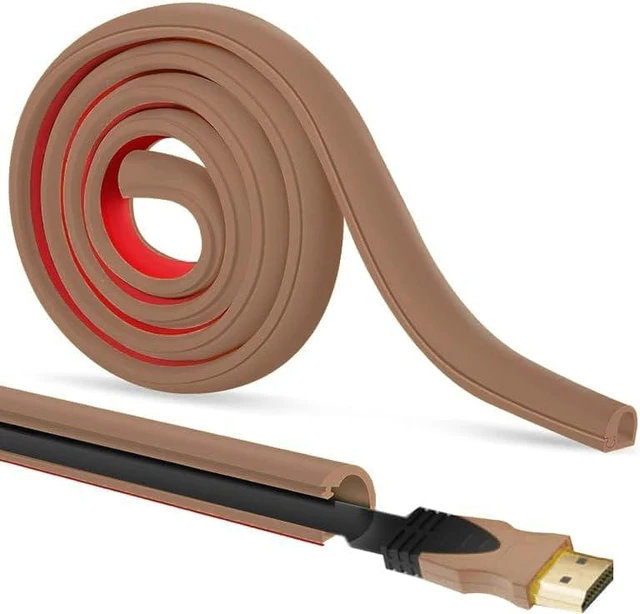 Main image of Side Open One Cord Cable Raceway Wire Cover for Cords, Our Cable Track is Best Suited for one Wire (Diameter <0.27"),Wire Raceway Management Cable Concealer Channel (Brown, 196in)
