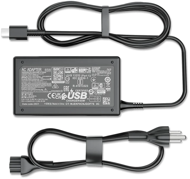 Main image of 65W USB Type-C Laptop Charger for HP Spectre Envy X360 EliteBook Pavilion New Slim Type-C Charger Compatible with HP Chromebook, Pavilion, Elite X2, ProBook, TPN-LA12, 20V 3.25A Travel Fast Charging
