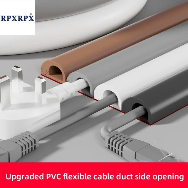 Alt view image 4 of 7 - Side Open One Cord Cable Raceway Wire Cover for Cords, Our Cable Track is Best Suited for one Wire (Diameter <0.27"),Wire Raceway Management Cable Concealer Channel (Brown, 196in)