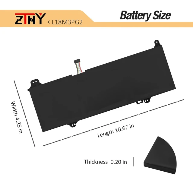 Alt view image 7 of 7 - L18L3PG2 L18M3PG2 L18D3PG2 Laptop Battery for Lenovo 14E 14W Chromebook S345-14AST Series Laptop 5B10W13939 5B10W13940 5B10W13941 5B10T04978 5B10T04979 5B10T04980 11.52V 57Wh (Long Cable)