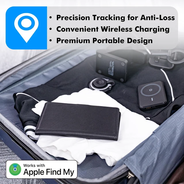 Alt view image 2 of 7 - Trackable Passport Holder for, Apple Find My Compatible Rechargeable-Wireless, Smart Passport Holder with Card Slots for Men & Women, Black RFID Blocking Wallet Gift
