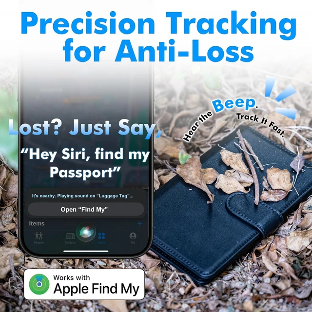 Alt view image 3 of 7 - Trackable Passport Holder for, Apple Find My Compatible Rechargeable-Wireless, Smart Passport Holder with Card Slots for Men & Women, Black RFID Blocking Wallet Gift