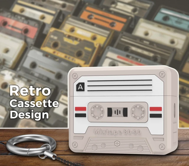 Alt view image 4 of 7 - for AirPods Pro 3 Case - 2025 Retro Silicone Mixtape Design Case for Apple AirPods Pro 3rd Generation, Cute Cassette Airpod pro 3 Case Cover for Men/Women (Old Grey)
