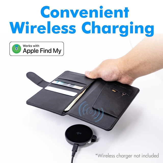 Alt view image 4 of 7 - Trackable Passport Holder for, Apple Find My Compatible Rechargeable-Wireless, Smart Passport Holder with Card Slots for Men & Women, Black RFID Blocking Wallet Gift