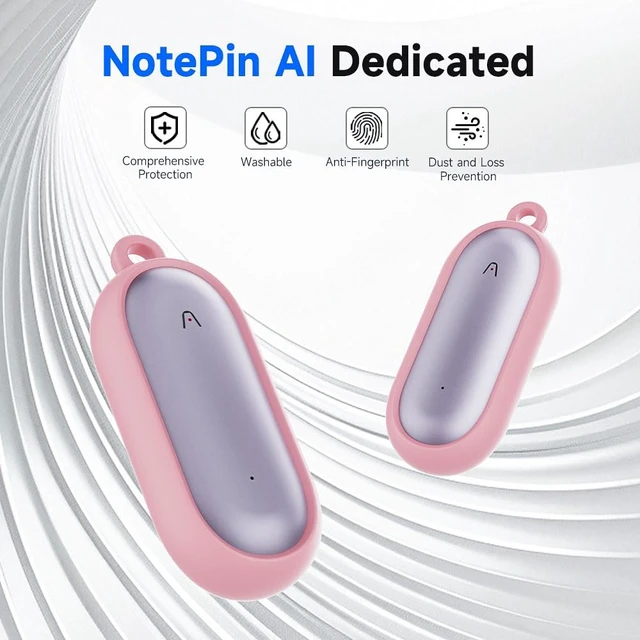 Alt view image 7 of 7 - Silicone Case PLAUD NotePin AI/NotePin S Voice Recorder Accessories with Lanyard - Pink
